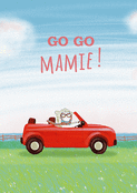 Mamie en balade dans un cabriolet